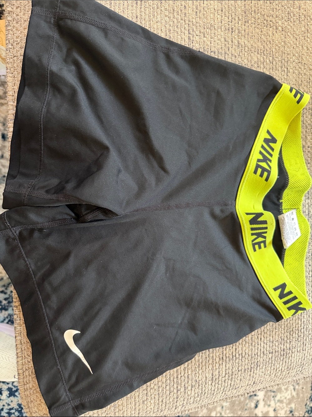 Nike Black Shorts with Neon Yellow Branded Waistband